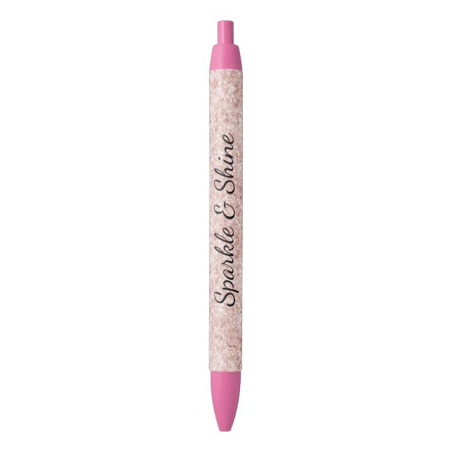Bolígrafo De Tinta Negra Pretty Girly Blush Pink Glitter (Frente vertical)