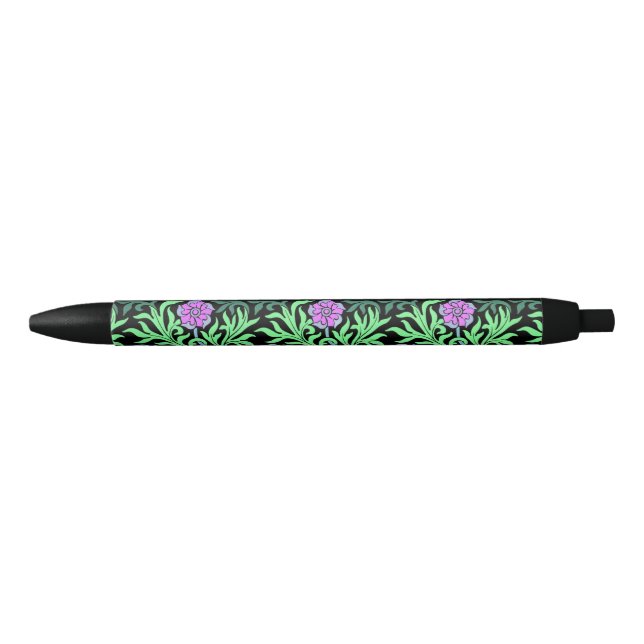 Bolígrafo De Tinta Negra Pretty Lilac Floral Border (Anverso)