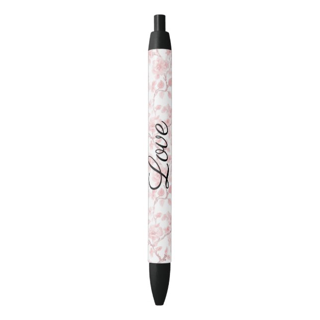 Bolígrafo De Tinta Negra Pretty Pink Roses Floral Love (Frente vertical)
