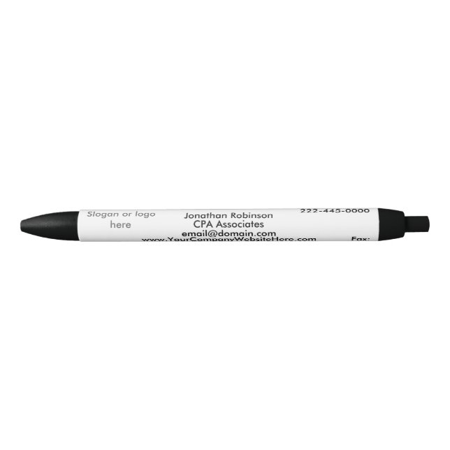 Bolígrafo De Tinta Negra Profesional Business Pens Black White (Anverso)