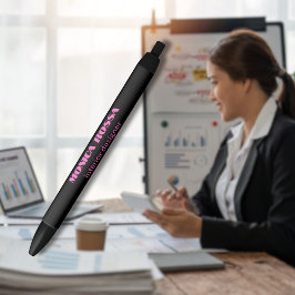 Bolígrafo De Tinta Negra Profesional Simple Moderno Neon Rosa Negro
