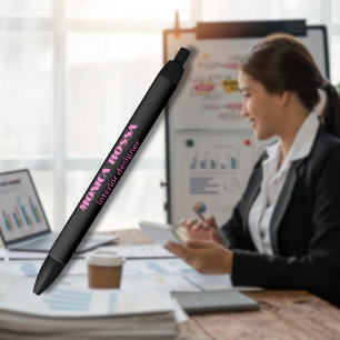 Bolígrafo De Tinta Negra Profesional Simple Moderno Neon Rosa Negro