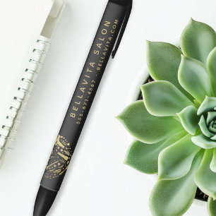 Bolígrafo De Tinta Negra Promoción de negocios de Gold Heart Salon