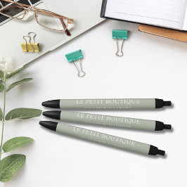 Bolígrafo De Tinta Negra Promoción de un negocio verde de sabia simple