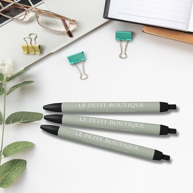 Bolígrafo De Tinta Negra Promoción de un negocio verde de sabia simple (Subido por el creador)