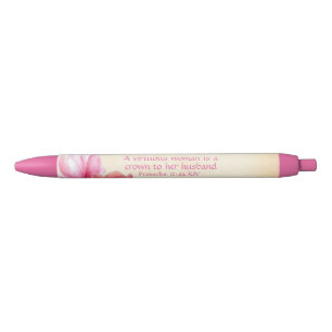 Bolígrafo De Tinta Negra Proverbios 12:4a - Mujer virtuosa cristiana