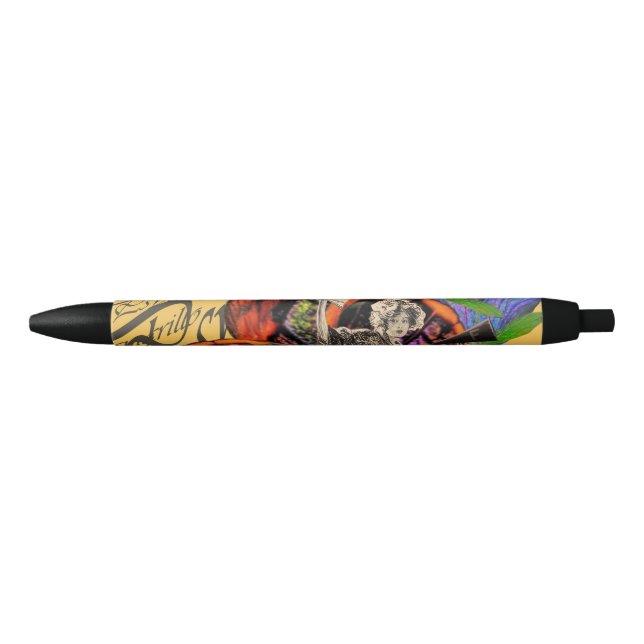 Bolígrafo De Tinta Negra Psicodélico amarillo (Anverso)