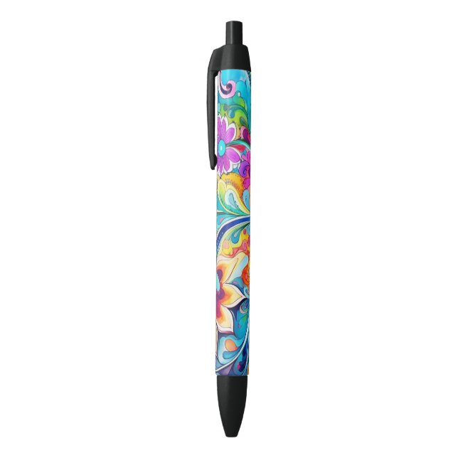 Bolígrafo De Tinta Negra Psicodélico Retro Hípster 70s 60s (Parte superior (vertical))