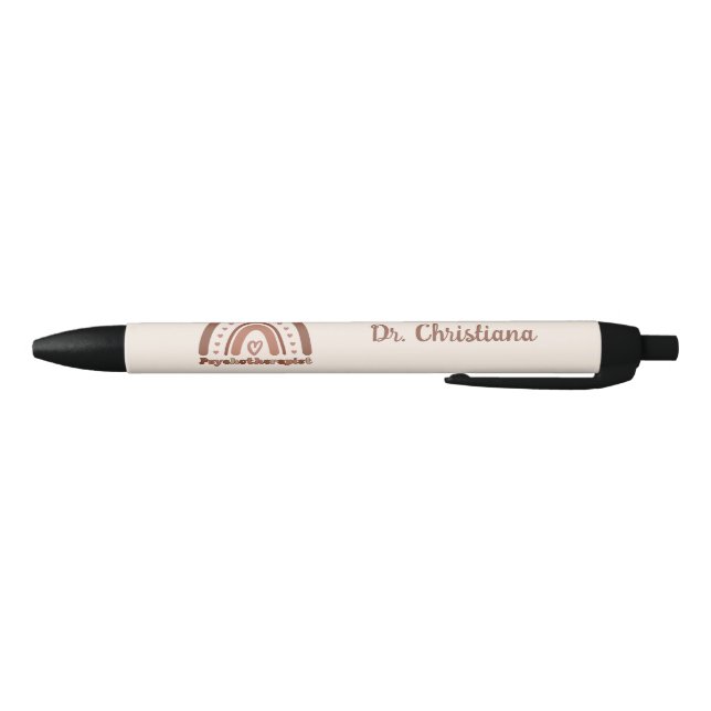 Bolígrafo De Tinta Negra Psicoterapeuta Boho Rainbow personalizado (Parte de abajo)
