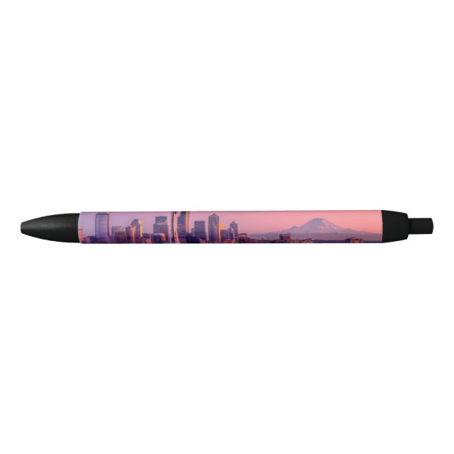 Bolígrafo De Tinta Negra Puesta del sol detrás del horizonte de Seattle del (Anverso)
