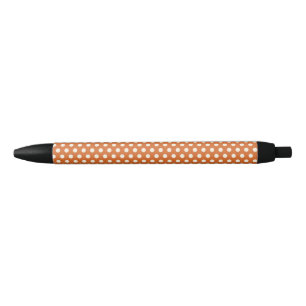 Bolígrafo De Tinta Negra Punto de polka blanco y rojo otoñal