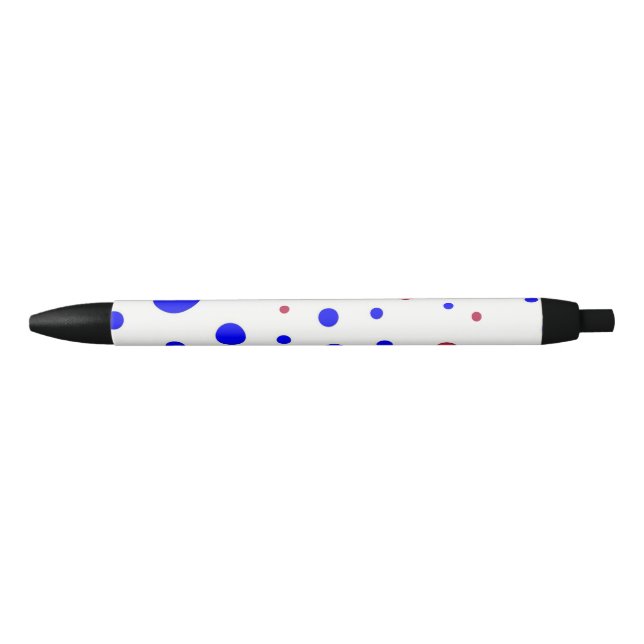 Bolígrafo De Tinta Negra Punto de Polka Rojo y Azul (Anverso)