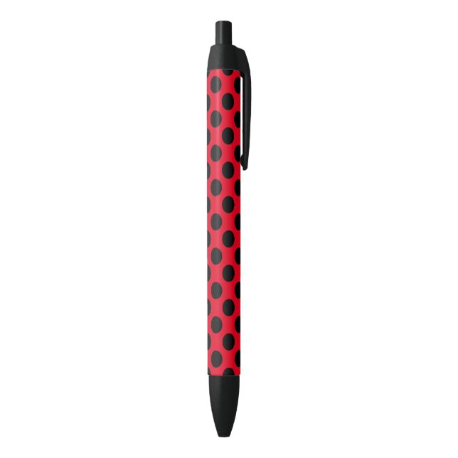 Bolígrafo De Tinta Negra Punto de polka rojo y negro (Parte inferior (Vertical))