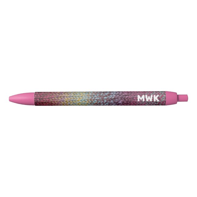 Bolígrafo De Tinta Negra Punto rosado monograma (Anverso)