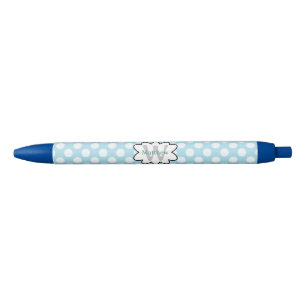 Bolígrafo De Tinta Negra Puntos de Polka Azul Blanco