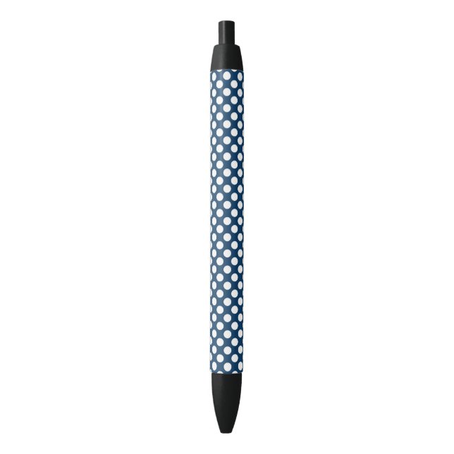 Bolígrafo De Tinta Negra Puntos de Polka Azul de la Marina, Patrón de Punto (Frente vertical)