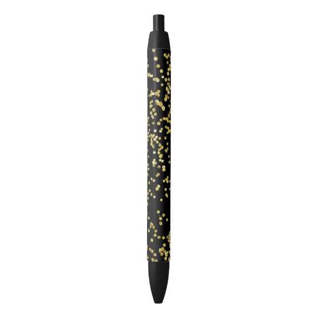 Bolígrafo De Tinta Negra Puntos del confeti del oro (Frente vertical)