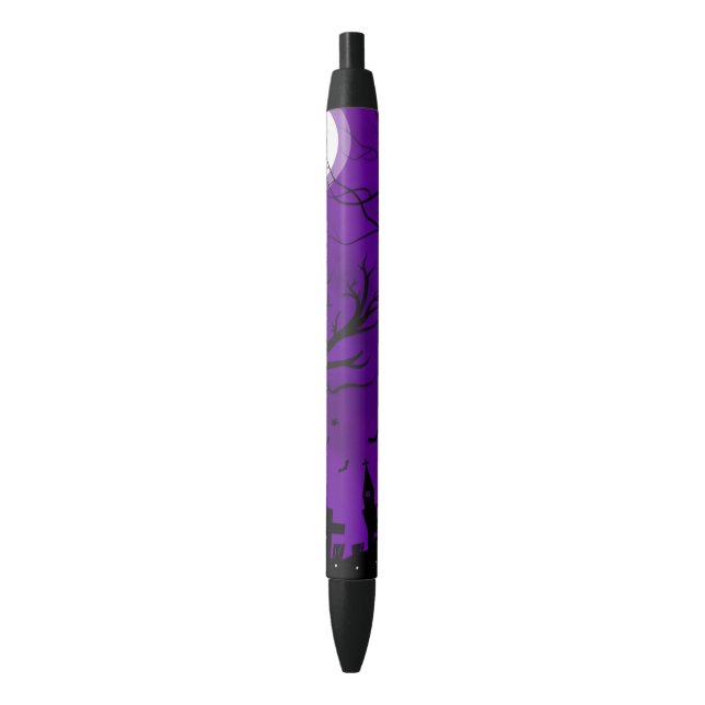 Bolígrafo De Tinta Negra Purple Spooky Graveyard Black Ink Pen (Frente vertical)