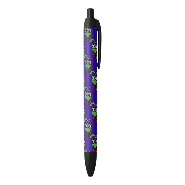 Bolígrafo De Tinta Negra Púrpura del gusano de biblioteca feliz (Parte inferior (Vertical))