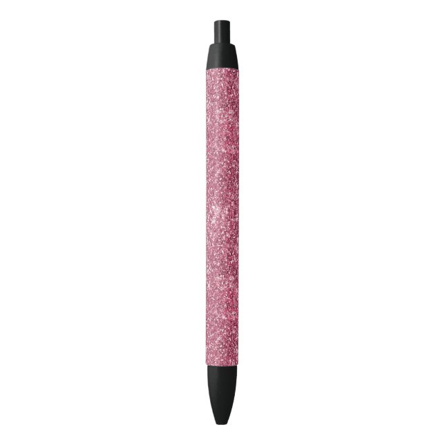 Bolígrafo De Tinta Negra Purpurina de bonito Rosa Faux (Frente vertical)