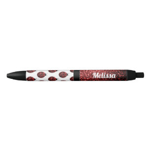 Bolígrafo De Tinta Negra Purpurina de imitación rojo oscuro rompe Monograma
