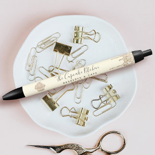 Bolígrafo De Tinta Negra Purpurina de oro desliza pastelería Panadería past