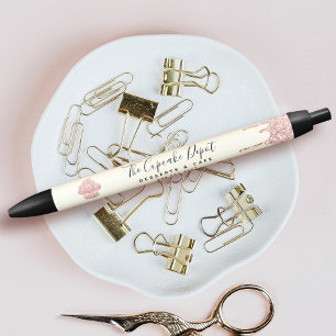 Bolígrafo De Tinta Negra Purpurina de pasteles rosados gotea pastelería Che