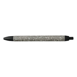 Bolígrafo De Tinta Negra Purpurina de plata elegante