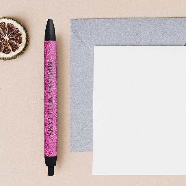 Bolígrafo De Tinta Negra Purpurina Girly Pink (Subido por el creador)