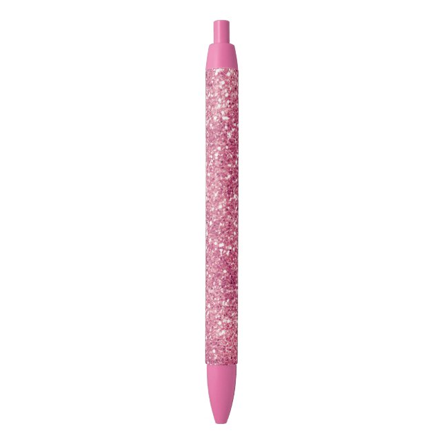 Bolígrafo De Tinta Negra Purpurina Girly Pink Sparkle Glitz        (Frente vertical)