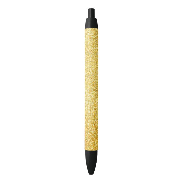 Bolígrafo De Tinta Negra Purpurina Gold de plantilla brillante negro elegan (Frente vertical)