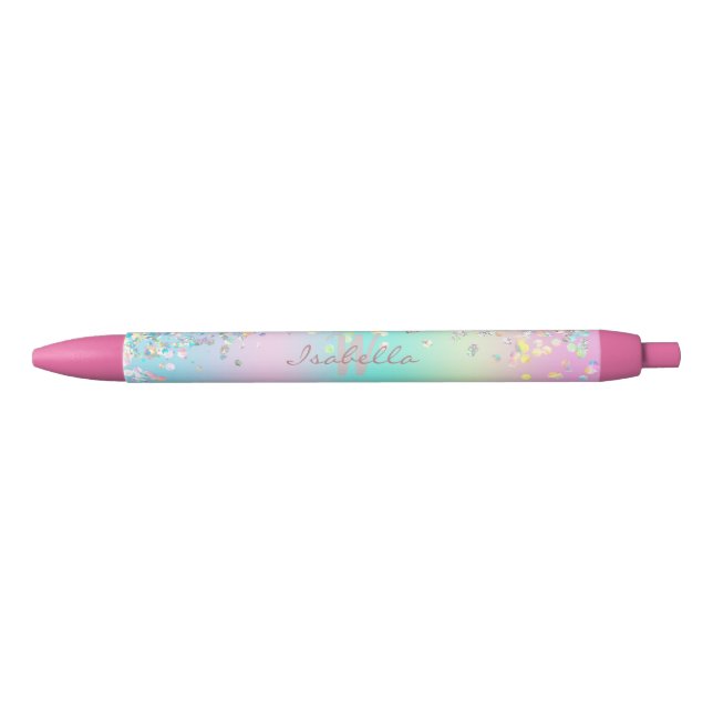 Bolígrafo De Tinta Negra Purpurina Holográfico de Unicorn (Anverso)