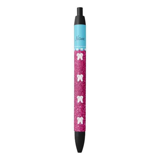 Bolígrafo De Tinta Negra Purpurina lindo conocido personalizado del rosa (Frente vertical)