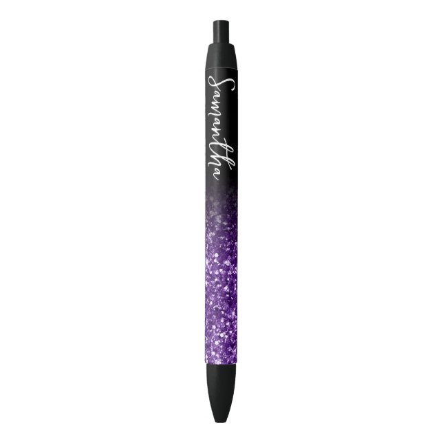 Bolígrafo De Tinta Negra Purpurina Ombre Royal Purple de lujo personalizado (Frente vertical)