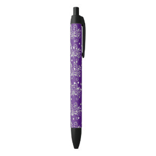 Bolígrafo De Tinta Negra Purpurina plateado, Bling, Personalizado púrpura