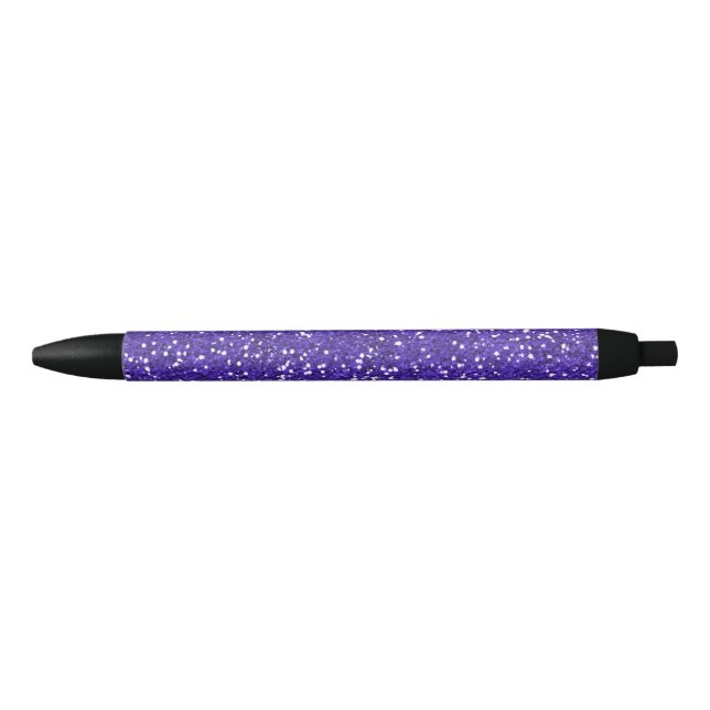 Bolígrafo De Tinta Negra Purpurina púrpura elegante (Anverso)