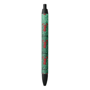 Bolígrafo De Tinta Negra Purpurina rojo personalizado de la verde menta de