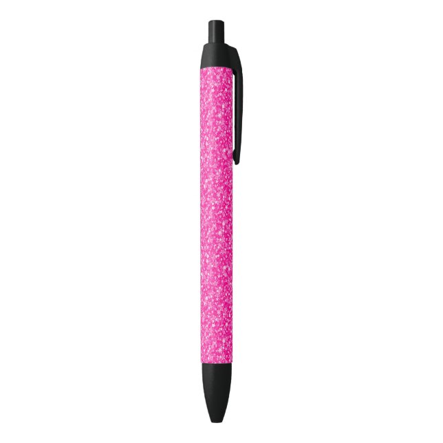 Bolígrafo De Tinta Negra Purpurina rosa elegante (Parte inferior (Vertical))