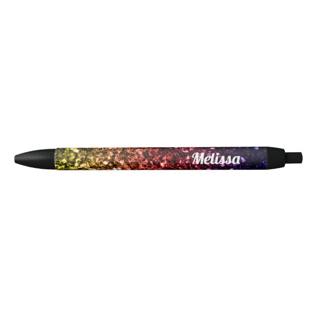 Bolígrafo De Tinta Negra Purpurinas de chispas arcoiris Personalizar (Anverso)