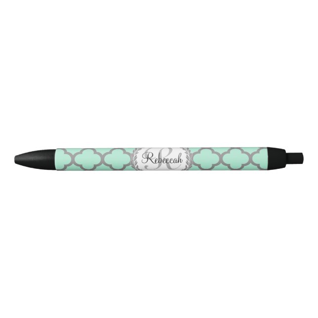 Bolígrafo De Tinta Negra Quatrefoil verde Bonito (Anverso)