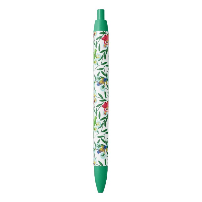 Bolígrafo De Tinta Negra Rana saltante bambú tropical (Frente vertical)