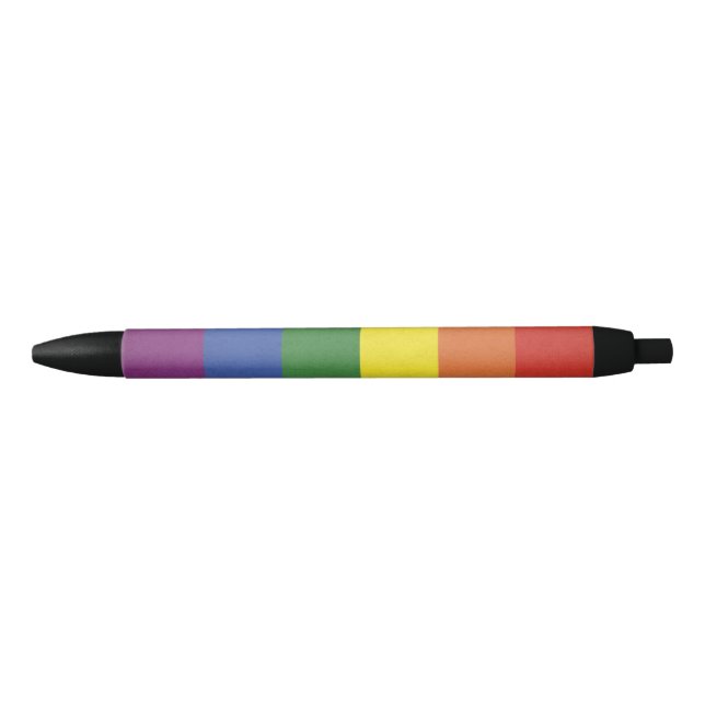 Bolígrafo De Tinta Negra Rayas arcoiris (Anverso)