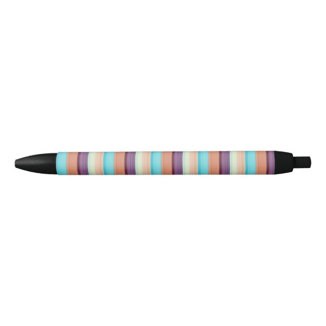 Bolígrafo De Tinta Negra Rayas azules marrones lindas  (Anverso)