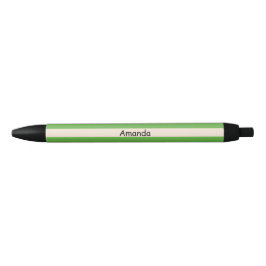 Bolígrafo De Tinta Negra Rayas Blancas Antiguas y Verde Manzana