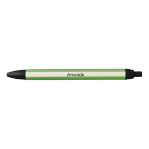Bolígrafo De Tinta Negra Rayas Blancas Antiguas y Verde Manzana