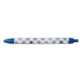 Bolígrafo De Tinta Negra Rayas de Cuadro Escamas Azules Crema
