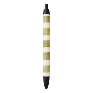Bolígrafo De Tinta Negra Rayas de los corazones del oro
