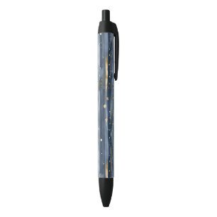 Bolígrafo De Tinta Negra Rayas de lunares dorados azules