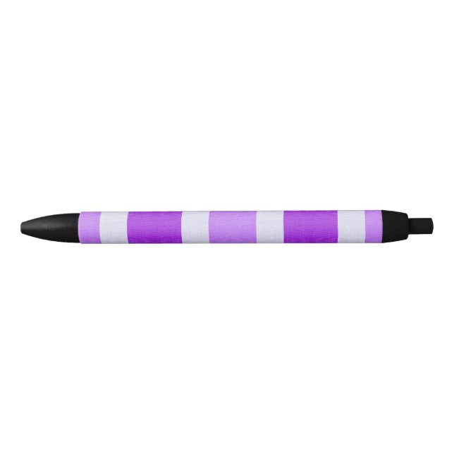 Bolígrafo De Tinta Negra Rayas moradas y blancas (Anverso)