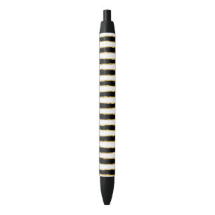 Bolígrafo De Tinta Negra Rayas negras del oro blanco